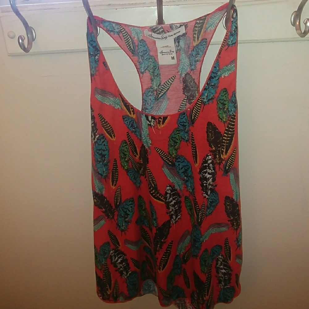 Multi feather design tank top